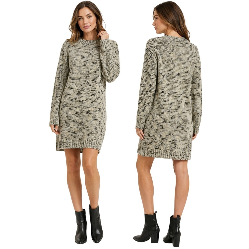 *NWT* Six Crisp Days Sweater Dress Womens S Cream Black Marled Knit Long Sleeve